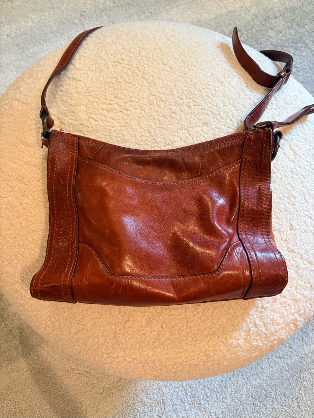 Frye Melissa Leather Crossbody Bag in Cognac - Picture 2 of 5